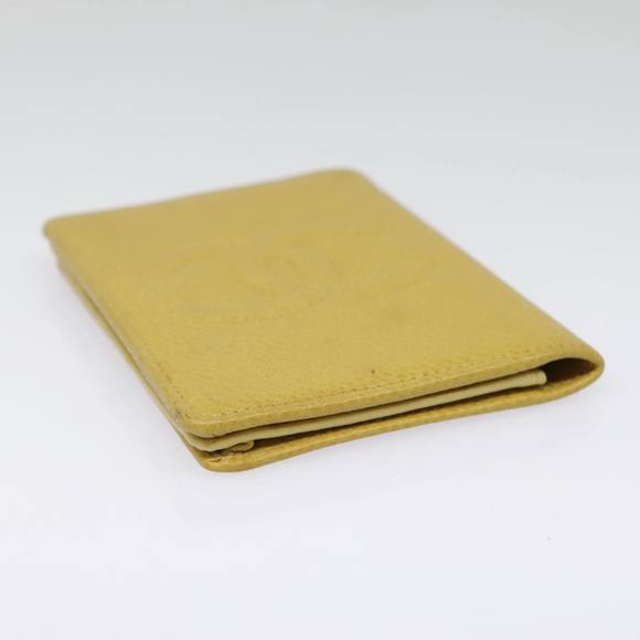 CHANEL COCO Mark Card Case Caviar Skin Yellow CC Auth am6890 - Picture 5 of 16